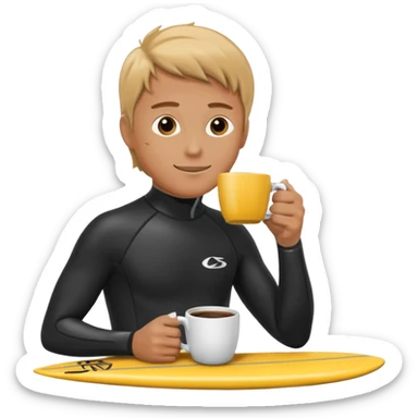 Surfer drinking coffee sticker