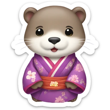 A cute otter wearing traditional Korean hanbok for Korean holidays, visible only up to its neck. sticker