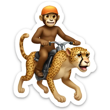 Monkey riding a cheetah sticker