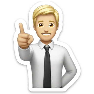 pointing index finger upwards white blonde man sticker