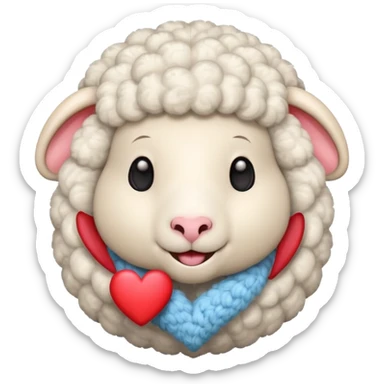 a cute sheep with a heart sticker