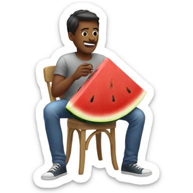 Back person eating watermelon  sticker