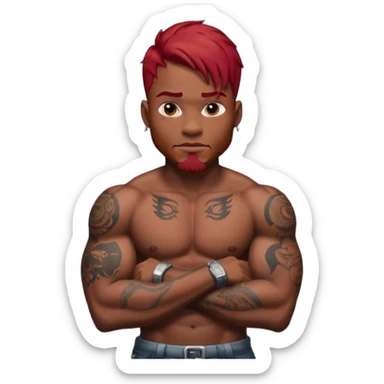 black man with red hair and tattoos sticker