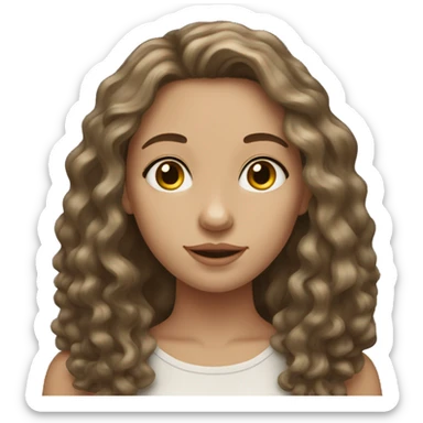 19 year old women with brunette wavy hair but whiter skin tone sticker