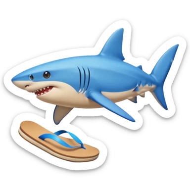 Shark with blue shoes in a beach sticker