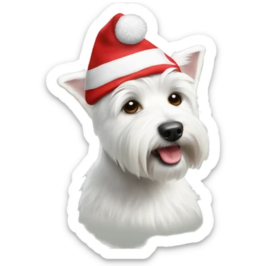 White westie dog Santa hat  sticker