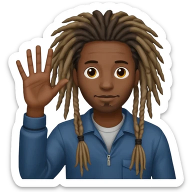 A Black man with dreads holding up 6 in his right hand and 7 in his left hand  sticker