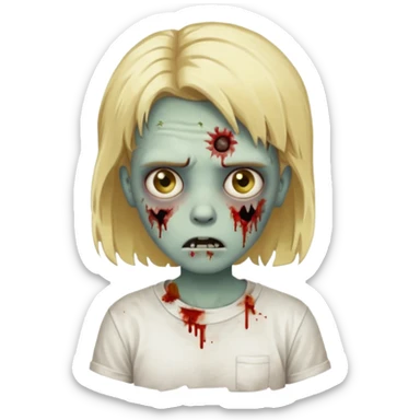 grungie zombie with blonde hair and white tee sticker