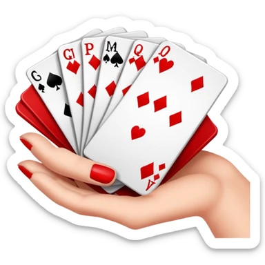 Canasta card game with a red and black canasta and player hands sticker