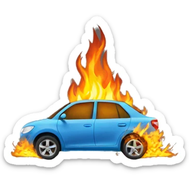 car burning wheel sticker
