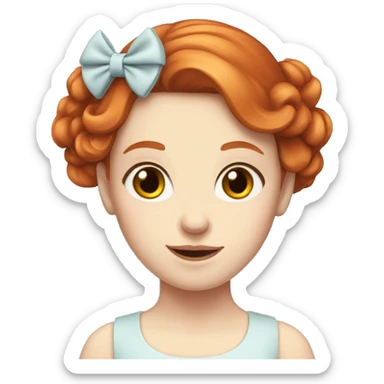 Red-haired girl with bow in hair with pale skin sticker
