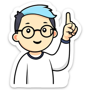 Nerd with finger up sticker