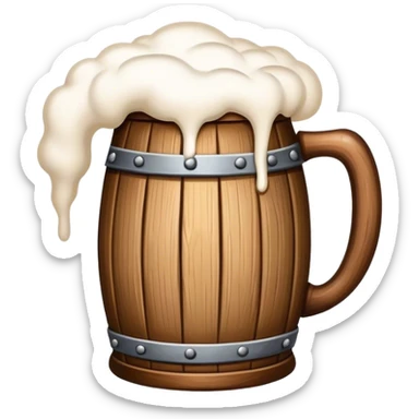 medieval wooden foamy beer icon sticker
