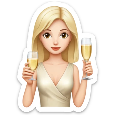 A beautiful girl holds a glass of champagne in one hand sticker