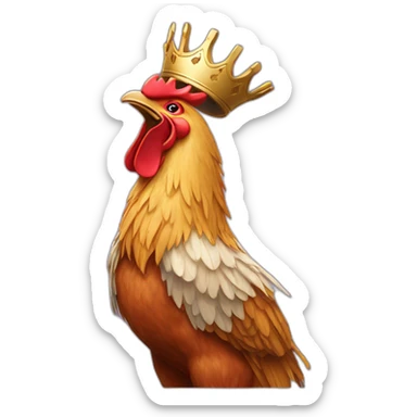 howling rooster with a crown on its head sticker