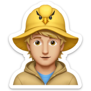 logan paul emoji, with a yellow Maverick bird hat sticker