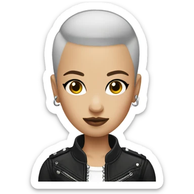 A punk girl with a shaved head sticker