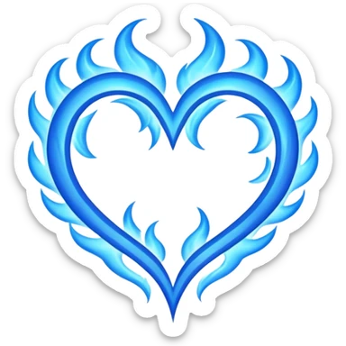 Blue flames in the shape of a heart, all blue heart sticker