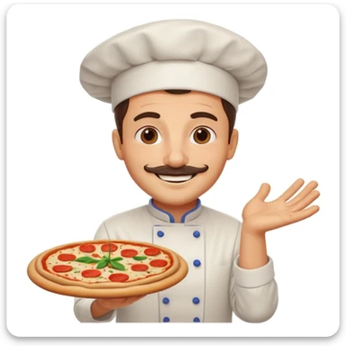 smiling Italian chef spinning pizza dough sticker