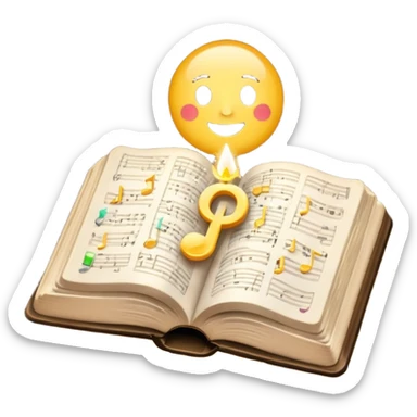 The bible is in the middle and from the left, there are emojis (typical) light(sparkling), salt, music note sticker