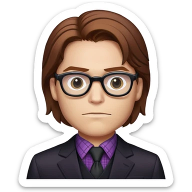 zemo brown hair with glasses, black suit, checkered shirt marvel from captain america: civil war sticker