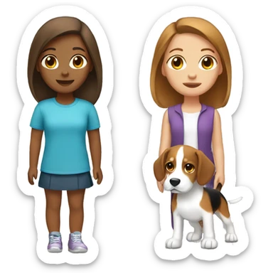 The girl with brown hair and the beagle sticker