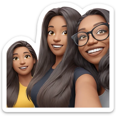 three girls smiling selfie sticker