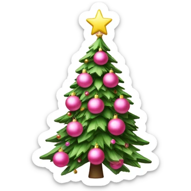 Christmas tree with pink ornaments and pink tree topper star sticker