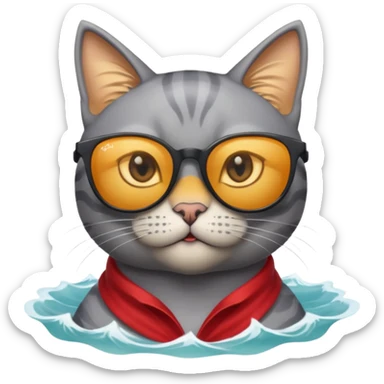 a bad kitty on the waves. make the cat look devlishish with a pair of ray bans on sticker
