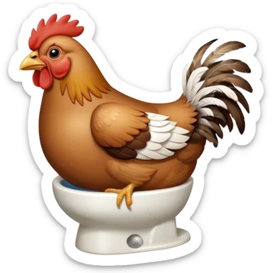 A fat chicken that its head is in a toilet sticker