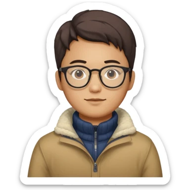 Korean 31-year-old male marketer / Wears warm clothes / Wears glasses sticker