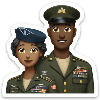 military couple in real life in marine corps blues sticker