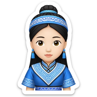 Make the Hmong dress blue, white, and black sticker