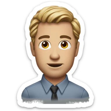 Memoji of Michael from the Office Wearing: Slightly rumpled button-downs. Portrait sticker