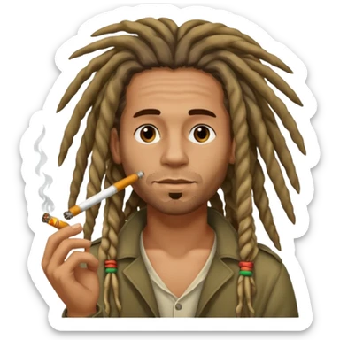 Musician with dreadlocks and ciga sticker