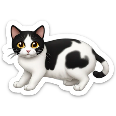 black and white cat with a tortoise shell cat sticker