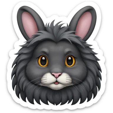 black lionhead rabbit with grey fur sticker