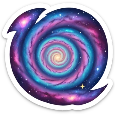 cosmic spiral galaxy with stars and nebula sticker