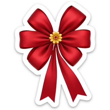 red bow with dark red flower texture sticker