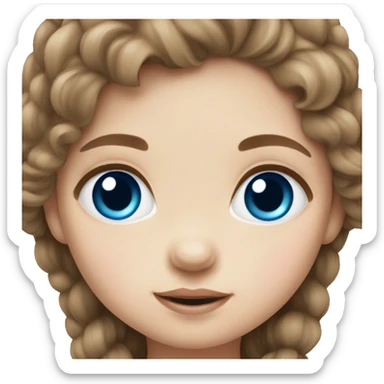 Baby girl with brown hair and blue eyes , white skin  sticker