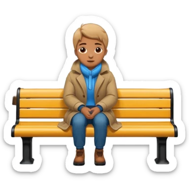 person sitting on a bench at a bus stop sticker