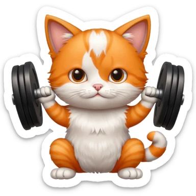 kitten lifting weights sticker