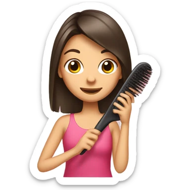 Brunette girl brushing hair  sticker