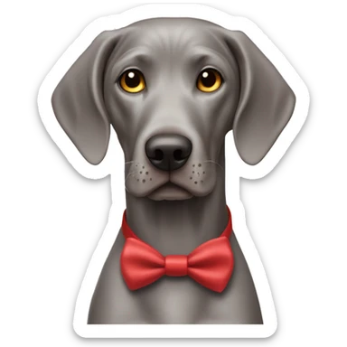 Weimaraner dog with red bow tie around his neck looking cute sticker