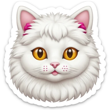 cheerleading white cat with pom pom sticker