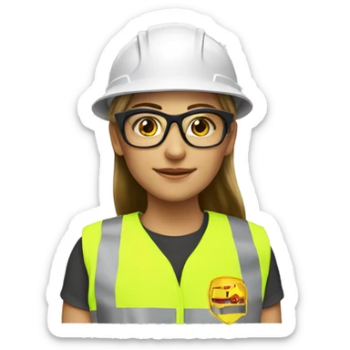 Safety girl hard hat safety glasses yellow reflective vest sticker