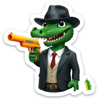 Mafia crocodile with water gun sticker