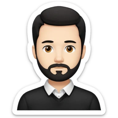 A white guy with coolers and white collar t shirt and the beard for him is at the chin area only,the hair is fuzzy and black in colour sticker