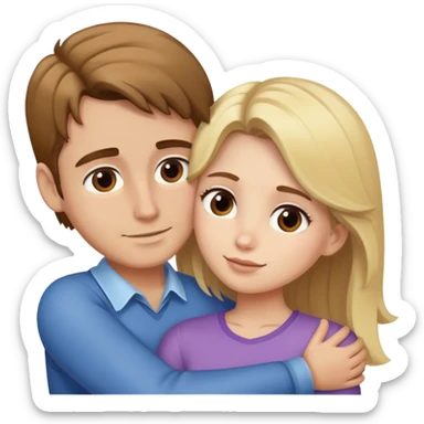  portrait of brown haired girl hugging a man blonde sticker