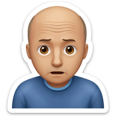 balding man in fisheye lense stressing out sticker